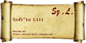 Szőts Lili névjegykártya